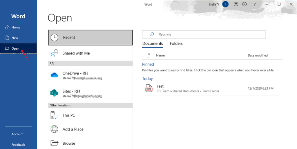 O365 File Storage – Working in MS Office – HDF Website