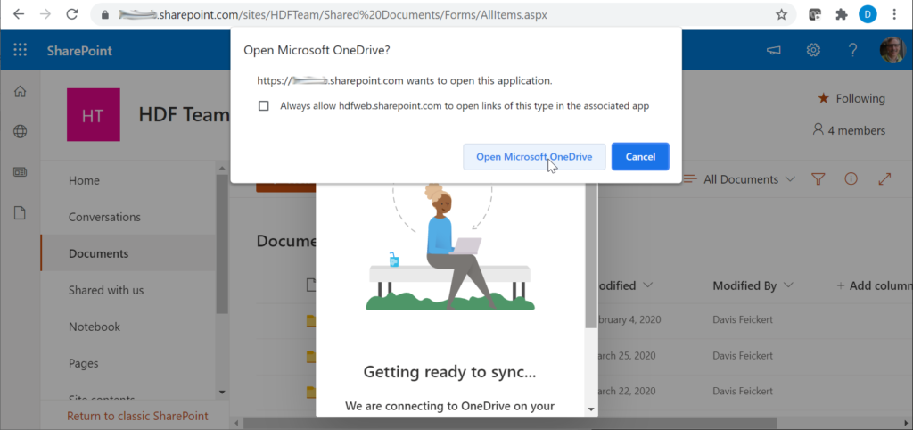 SharePoint Libraries – Sync based on a library link – HDF Website